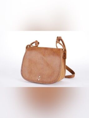 Vintage Tan Leather Crossbody Saddle Bag